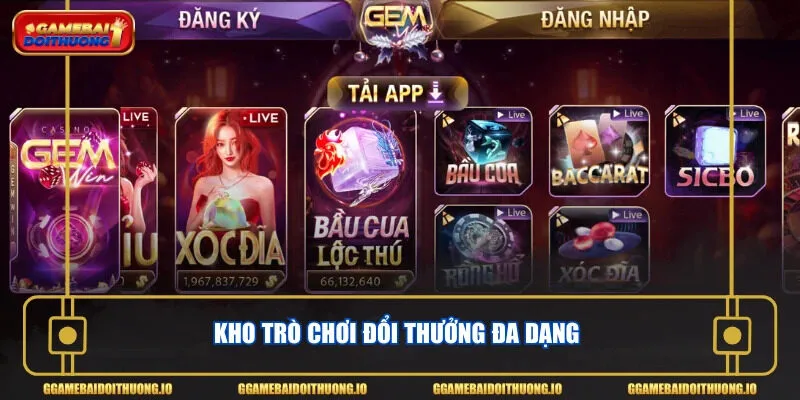 Kho trò chơi đổi thưởng đa dạng 